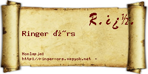 Ringer Örs névjegykártya